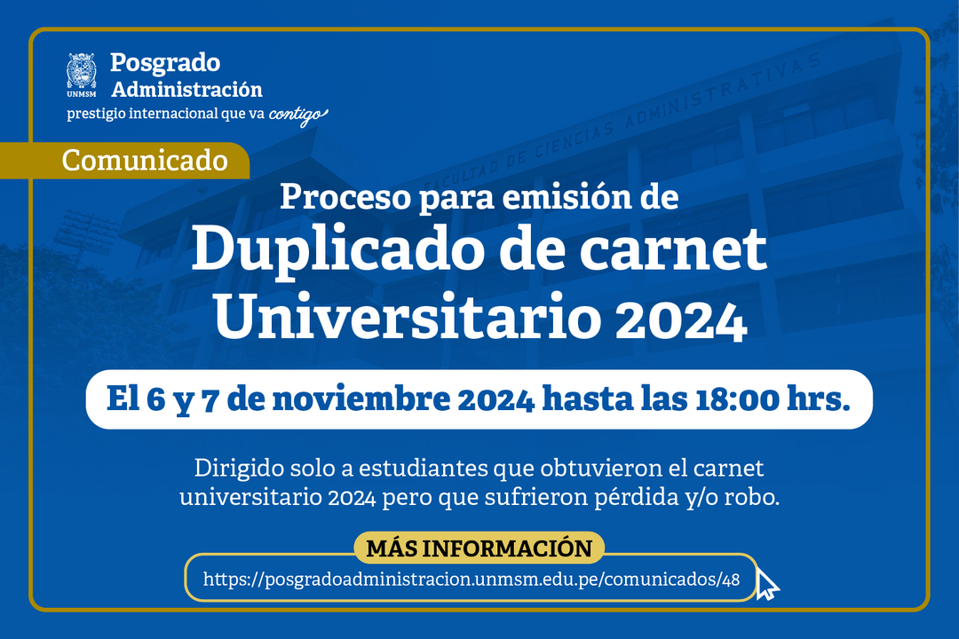 PROCESO PARA EMISIÓN DE DUPLICADO DE CARNET UNIVERSITARIO 2024