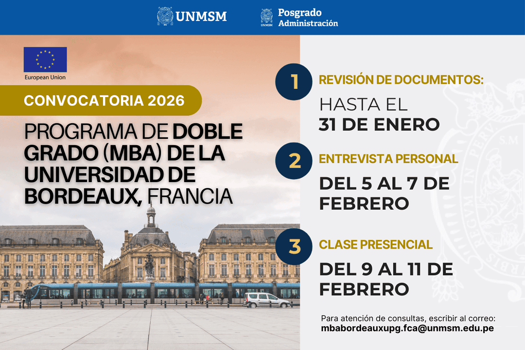Postula al Master In Business Administration (MBA) de la Universidad de Bordeaux