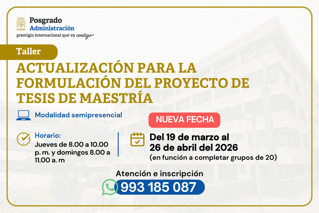 Taller: Actualización para la formulación del proyecto de tesis de maestría.
