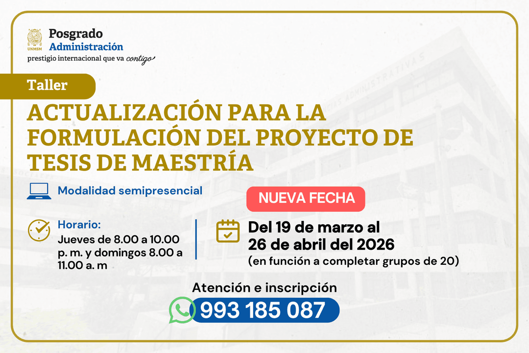 Taller: Actualización para la formulación del proyecto de tesis de maestría.